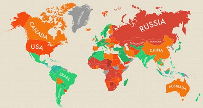 Các đất nước lớn nhất trên thế giới về diện tích